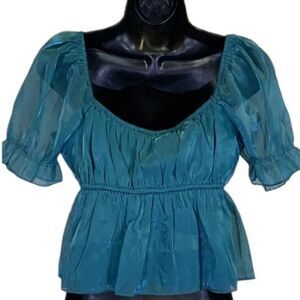 Add 'Thirty Thirty Peasant Puff Sleeve‎ Womens Medium emerald green MSRP $28.99